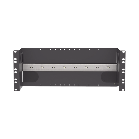Soporte Industrial Para Instalar Equipos de Montaje en Riel DIN, Para Racks o Gabinetes Estándar de 19in, de 4UR, Color Negro