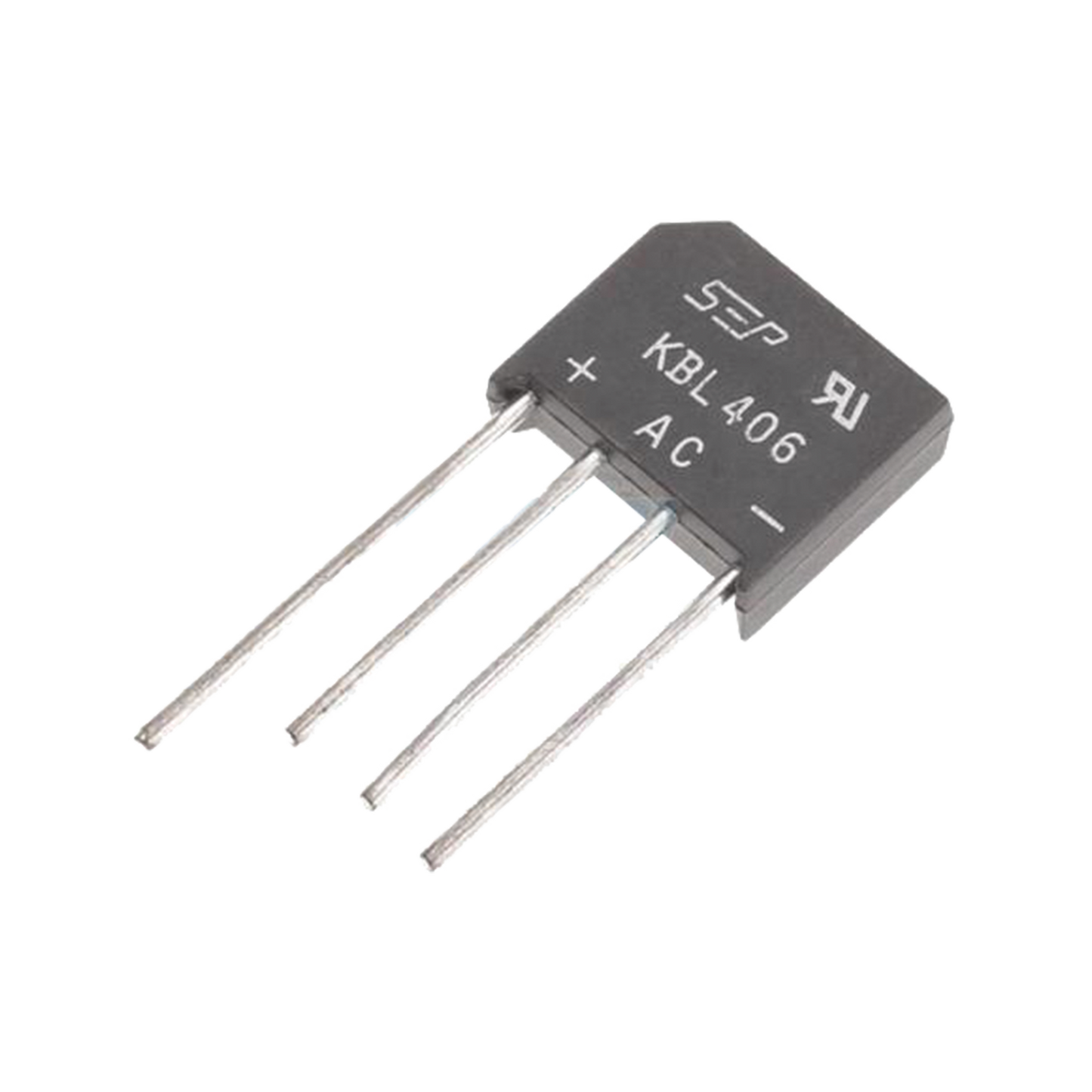 Puente Rectificador de Silicio, 4 Amp. 600 Volt, Fase Sencilla, Encapsulado KBL.