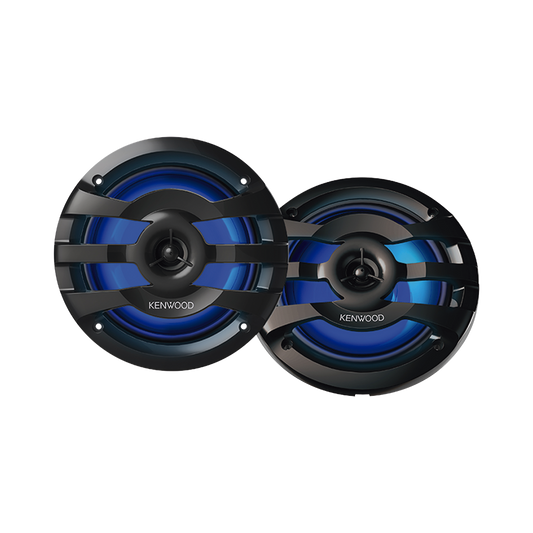 Par de altavoces fabricados en grado marinos en rejilla color negro de 6.5" con iluminación led, potencia máxima de 260 W