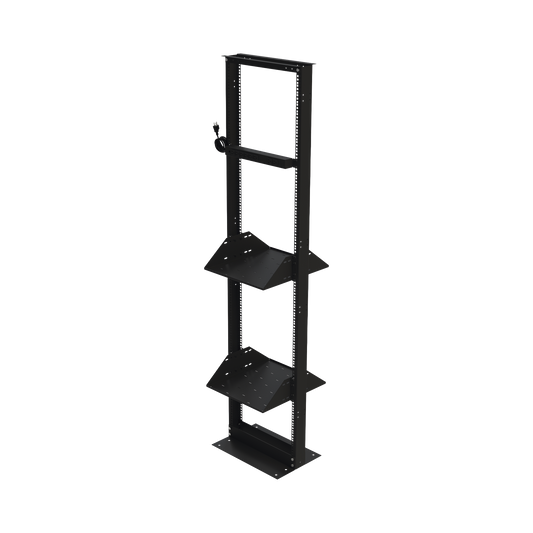 Kit de Rack Estándar 19", 45 UR con 2 Charolas y PDU (8 tomas). Ideal para UPS y Servidores tipo Torre.