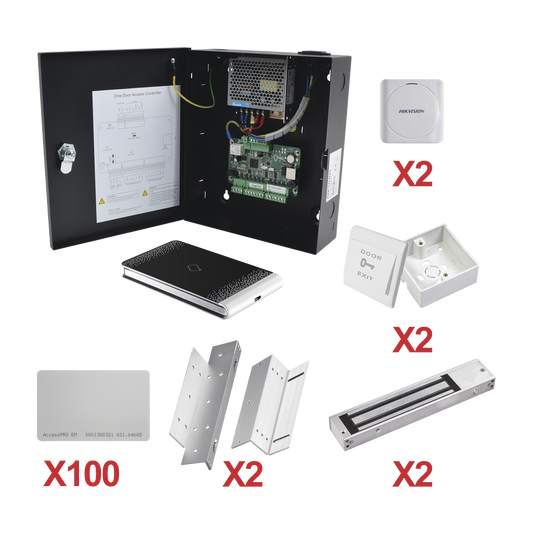 Kit de Control de Acceso con TARJETA para 2 Puertas / TODO INCLUIDO / Software IVMS4200 incluido