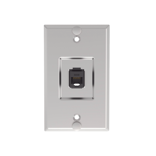 Placa de Pared Telefónica, Salida de 1 Puerto Keystone, Con Jack Cat6 Estilo 110 de Impacto, de Acero Inoxidable