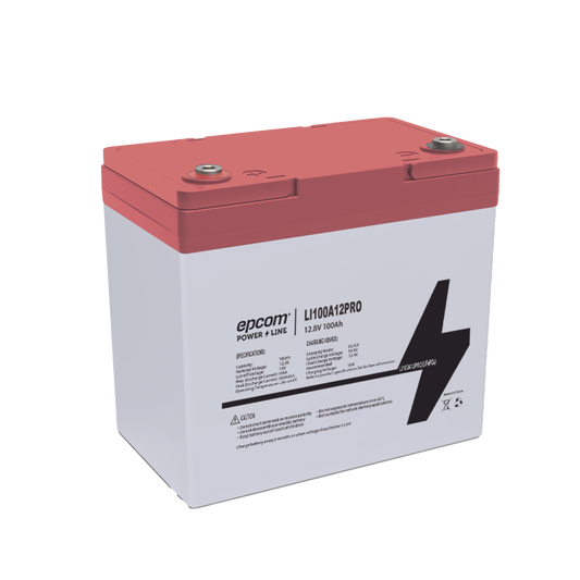 Batería de Litio Ciclo Profundo, 12.8 Vcc 100Ah LiFePO4 Válvula de Alivio, Solar, Marina, Máximo 100 A de Descarga