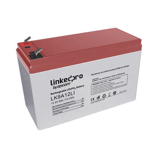 Batería de Litio 12.8 Vcc / 9 Ah / Tecnología LiFePO4 /2000 Ciclos de Vida/ Para uso en equipo electrónico, UPS (litio) / Incendio/ Control de acceso / Video Vigilancia / Terminales F1 ( Incluye adaptador para terminal F2 )