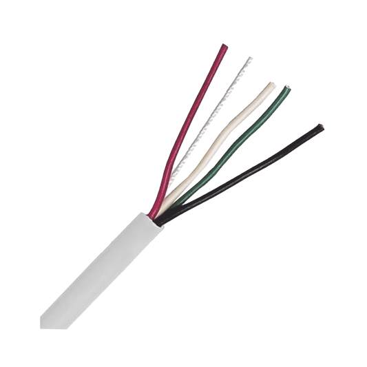 Bobina de Cable 305 Metros: 4 x 22 AWG, Color Blanco, CM, Para Sistemas de Seguridad y Alarmas