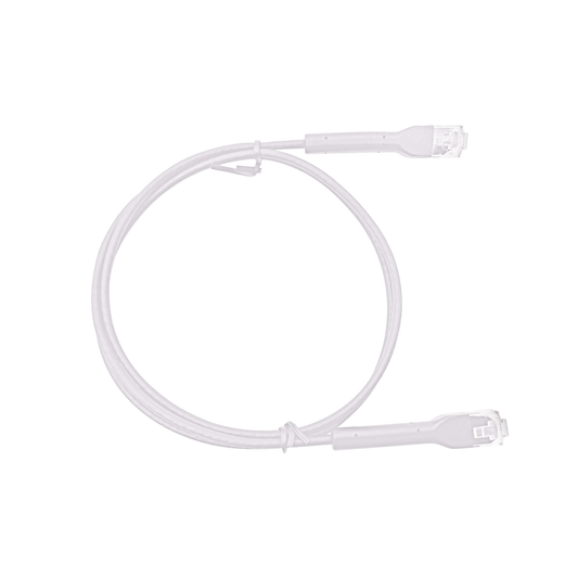 Mini Patch Cord Cat6 Ultra Slim 10 m Blanco – Ahorra Espacio sin Organizadores, con Bota Flexible
