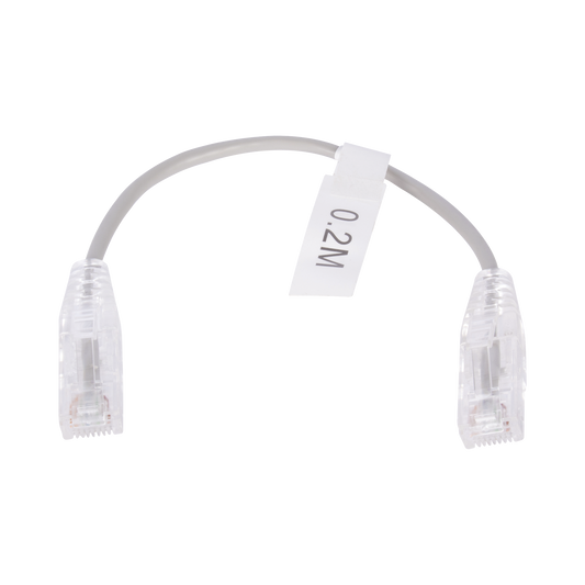 Cable de Parcheo Slim UTP Cat6 - 20 cm (7.87 Pulgadas) Gris Diámetro Reducido (28 AWG)