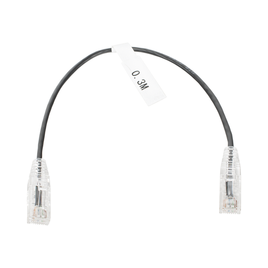 Cable de Parcheo Slim UTP Cat6 - 30 cm (11.81 Pulgadas) Negro Diámetro Reducido (28 AWG)