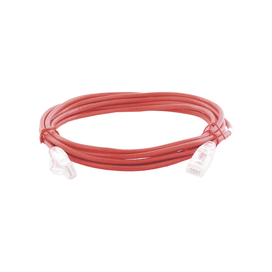 Cable de Parcheo Slim UTP Cat6A - 3 m Rojo, Diámetro Reducido (28 AWG)