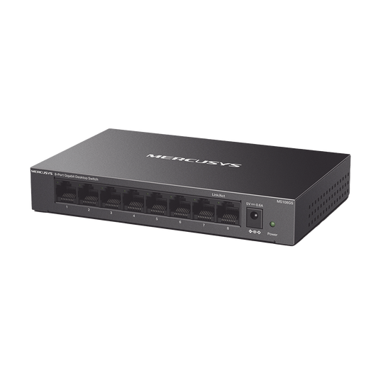 Switch NO Administrable / Para escritorio / Carcasa de Metal / 8 puertos 10/100/1000 Mbps / Diseño Compacto / Plug and Play