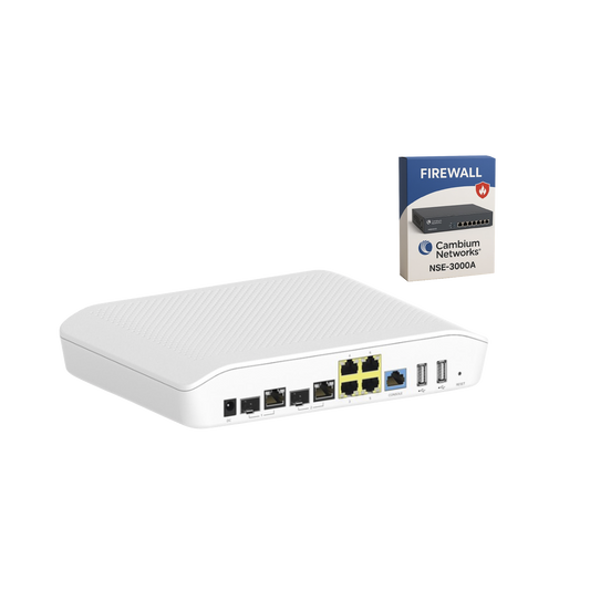 Kit Router/Firewall con licencia incluida NSE-SUB-3000-1 / función SD-WAN NSE3000 / 2 puertos WAN Gigabit + 2 SFP combo / 4 puertos LAN Gigabit / Gestión Unificada de Amenazadas / Administración desde la Nube / Hasta 1,000 dispositivo