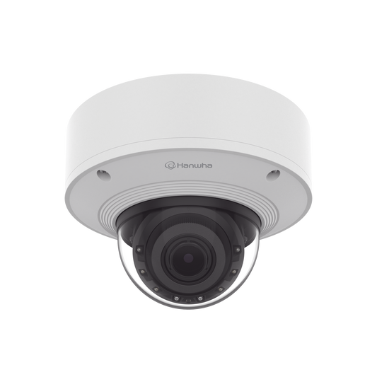 Cámara Domo 2MP Solid EDGE / Wisenet WAVE embebido / Antivandalica / Lente Motorizado de 4.38 A 9.33mm / P-Iris / WDR 120dB / 1TB SSD / IP66, IP67, IK10+, NEMA4X, IP6K9K