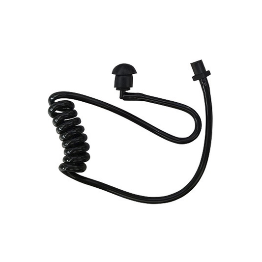 Tubo acústico con conector giratorio, codo y auricular en color negro p/microf.