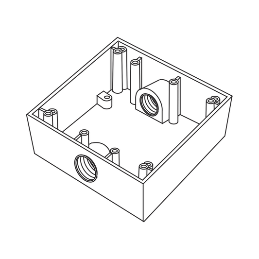 Caja Cuadra de 3/4" a Prueba de Intemperie/ Cuenta con 2 salidas.