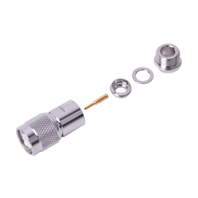 Conector TNC Macho de Rosca para Cables RG-8/X, LMR-240, Níquel/ Oro/ Teflón.