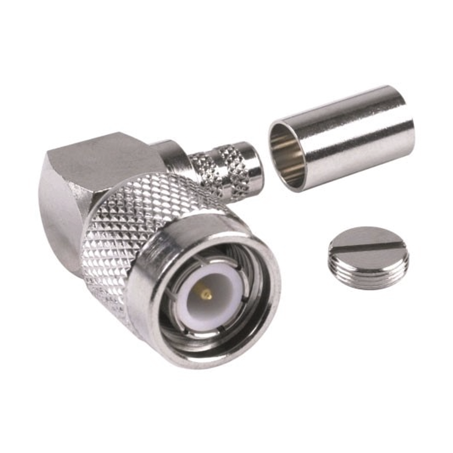 Conector TNC Macho en Ángulo Recto para Cable RG-8/X, LMR-240, Níquel/ Oro/ Teflón.â??