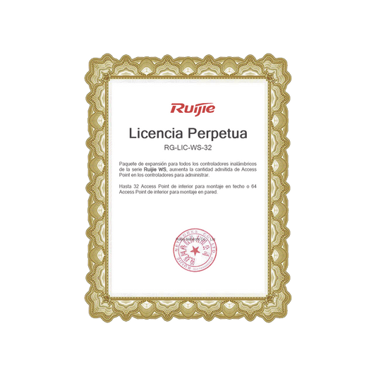 Paquete de expansión para controladores inalámbricos serie Ruijie WS hasta 32 APs interior en techo o 64 APs interior montaje en pared.