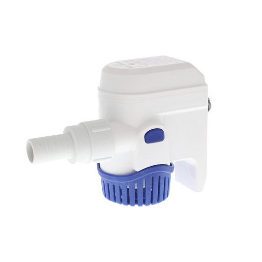 Bomba sumergible de achique automatizada de 1100 galones por hora, para conexión de 24 Volts de corriente directa.