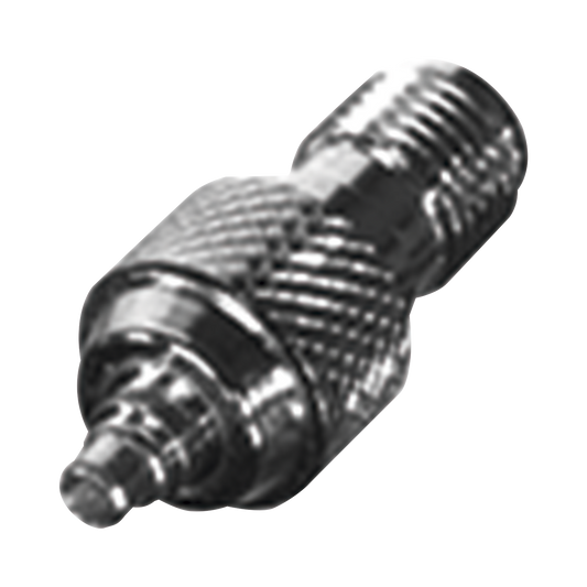 Adaptador en Linea de Conector SMA Hembra Inverso a MMCX Macho, Oro/ Oro/ Teflón.