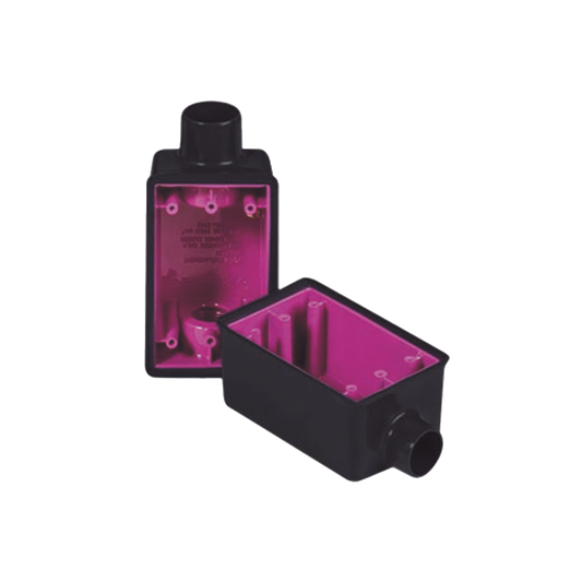 Caja Rectangular de 3/4" / 1 Entrada / Con Recubrimiento exterior de PVC e interior Purpura.