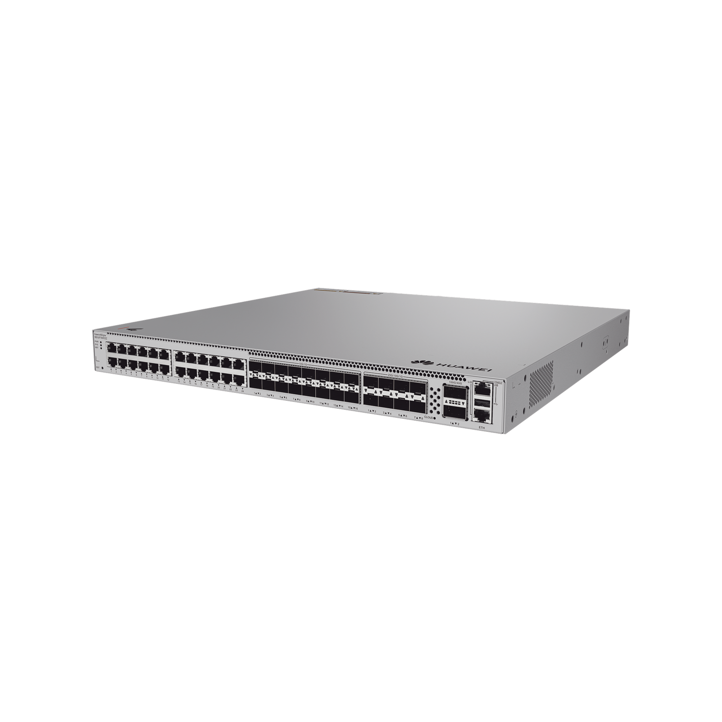 Switch Empresarial Core Híbrido Administrable Capa 3 / 24 puertos 10/100/1000 mbps / 16 Puertos SFP+ 10GE / 8 Puertos 25GE SFP28 / 2 Puertos 40/100GE QSFP28 / iStack / Ruteo Dinamico (RIP, OSPF, IS-IS y BGP) / Fuente redundante / Nube Gratis