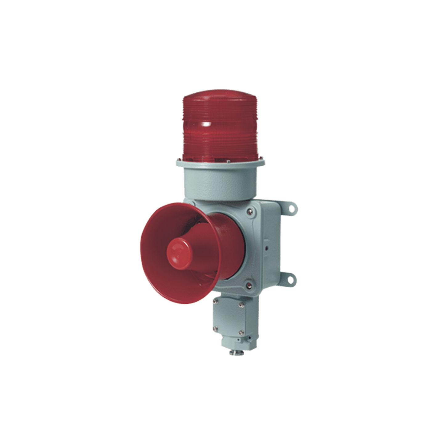 Combinación de baliza LED color roja con sirena electrónica para aplicaciones de la industria pesada máx.114 dB a 220 VCA