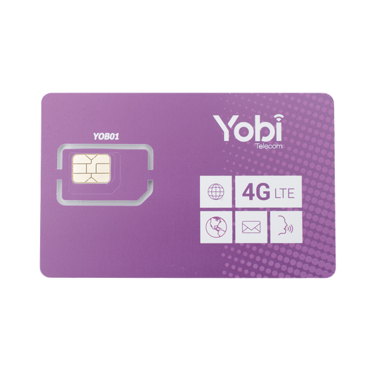SIM Yobi para dispositivos móviles 3G/4G con recarga de 10GB cada mes durante 1 año de servicio (solo datos)