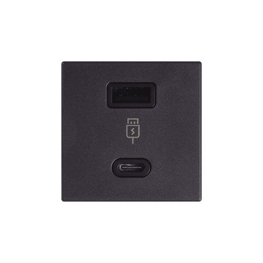 Módulo Doble USB Tipo A+C / Carga Rápida 30W / Color Grafito / Compatible con Torres y Cajas SIMON / Modelo: (K126F/14)