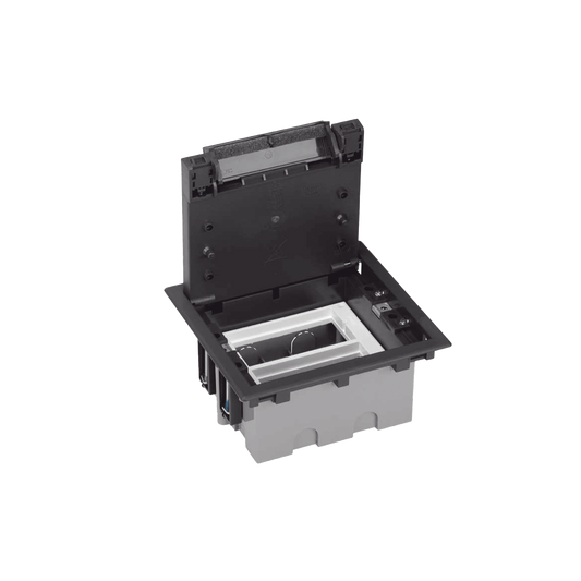 Caja Para Instalación en Piso Falso para Voz, Datos o Contactos Eléctricos / Capacidad para 2 Módulos / Espacio Embellecedor en la Tapa / Profundidad Ajustable de 90 a 120 mm / Los Módulos se Adquieren Aparte / (SF210/14CY)