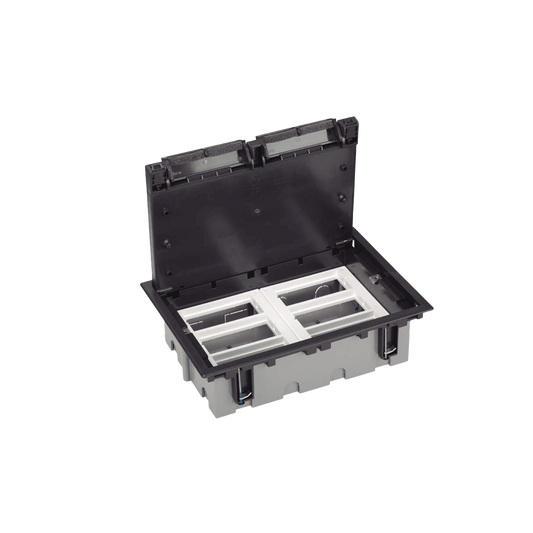 Caja Para Instalación en Piso Falso para Voz, Datos o Contactos Eléctricos / Capacidad para 6 Módulos / Espacio Embellecedor en la Tapa / Profundidad Ajustable de 90 a 120 mm / Los Módulos se Adquieren Aparte / (SF610/14CY)