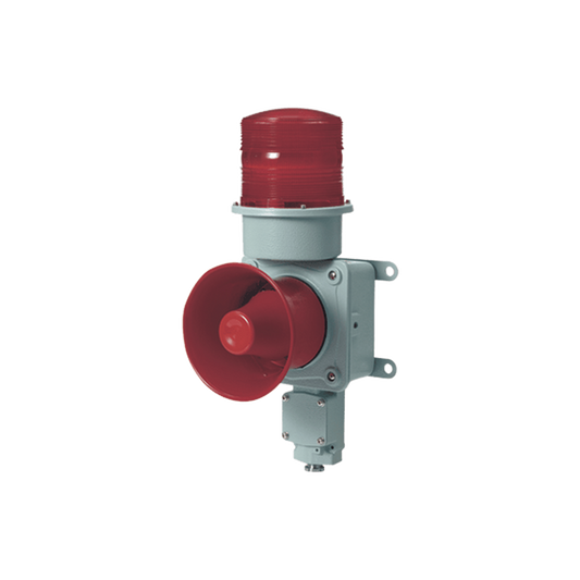 Combinación de baliza LED color roja con sirena electrónica para aplicaciones de la industria pesada máx.120 dB a 120 VCA