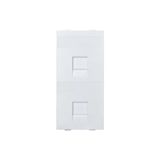 Placa Plana de Voz y Datos con Guardapolvo para 2 RJ45 / Color Blanco / 2 Puertos para Jacks Keystone / Compatible con Cajas de Pavimento SM-CPAV-2 y SM-CPAV-4 / Modelo S76B/9