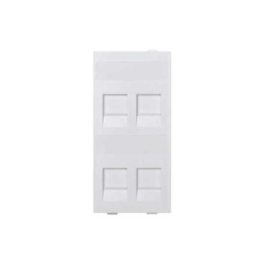 Placa Plana de Voz y Datos con Guardapolvo para 4 RJ45 / Color Blanco / 4 Puertos para Jacks Keystone / Compatible con Cajas de Pavimento SM-CPAV-2 y SM-CPAV-4 / Modelo S76C/9