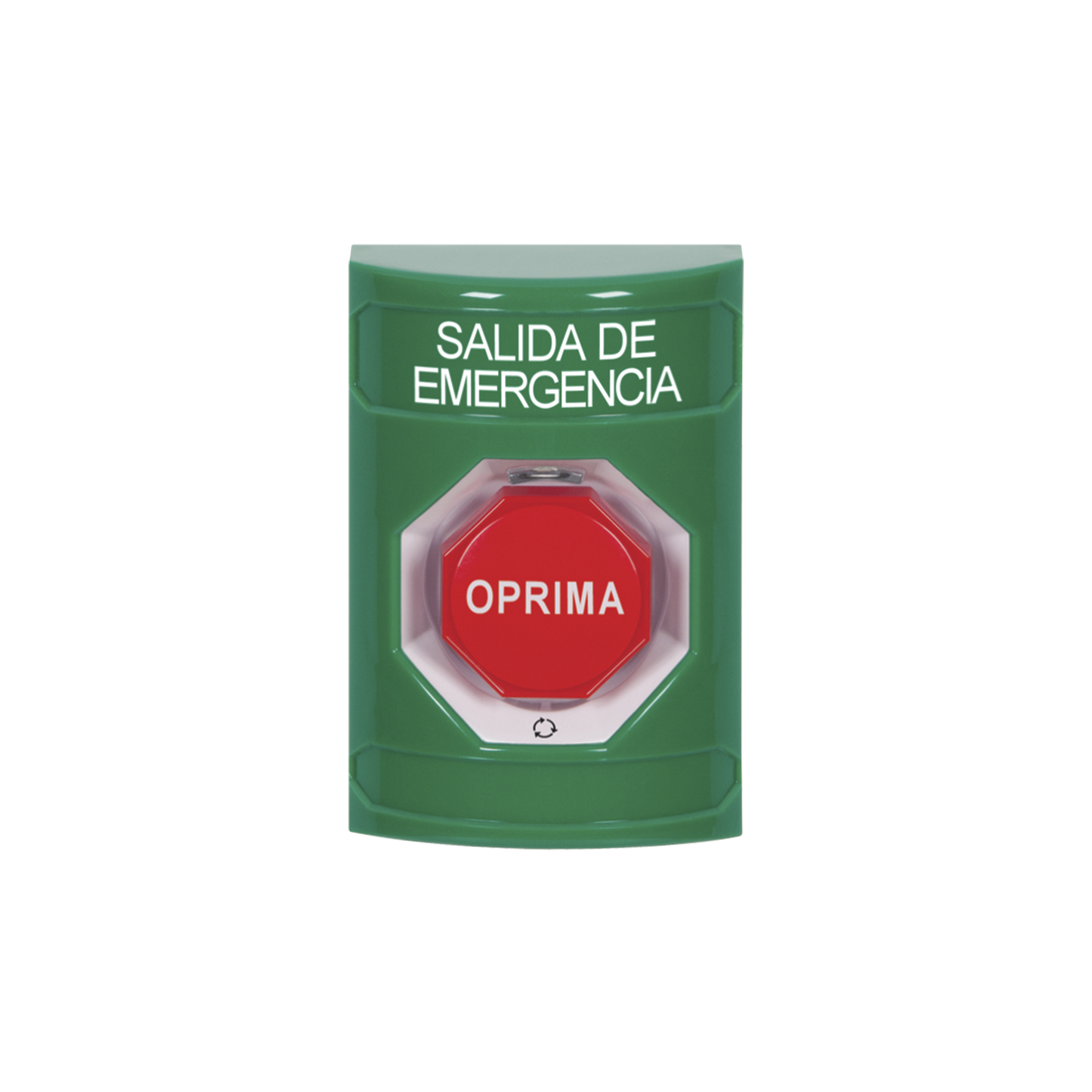 Botón de Salida de Emergencia , Texto en Español, Acción Mantenida, Girar para Restablecer, LED de iluminación