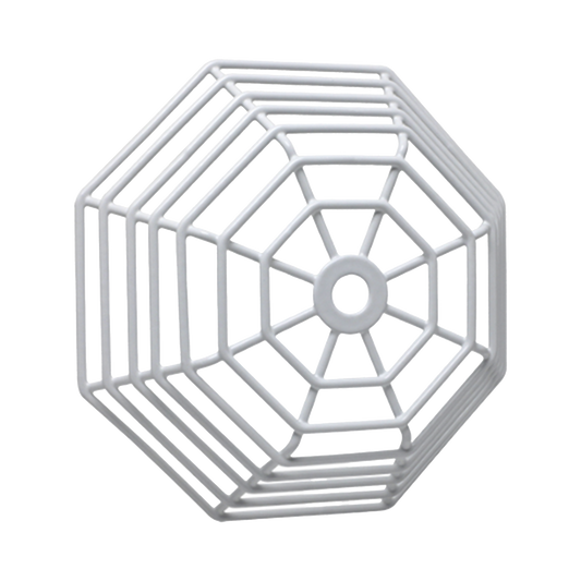 Rejilla de acero Web Stopper® para protección de detectores de humo de vandalismo y accidentes. Bajo perfil, montaje empotrado.