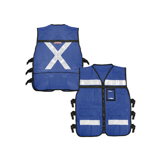 Chaleco Reflejante con 6 Bolsas Externas / 6 Broches ajustables / Talla Extra Grande.