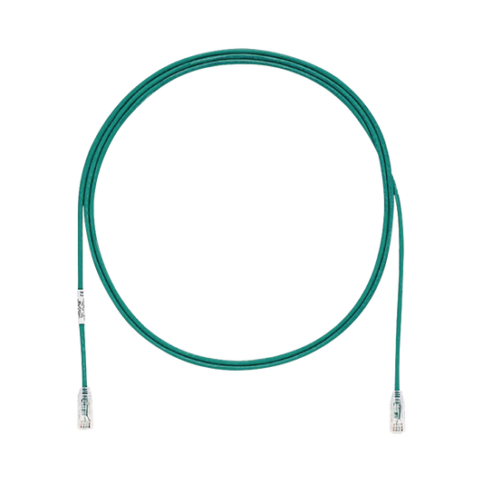 Cable de Parcheo TX6, UTP Cat6, Diámetro Reducido (28AWG), Color Verde, 2.13 Metros (7 Pies)