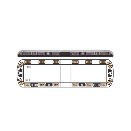 Torreta ámbar de 54" Vantage ™ 16 LED 2 luces de trabajo, 2 luces de callejón, 2 luces de freno, traseras y direccionales