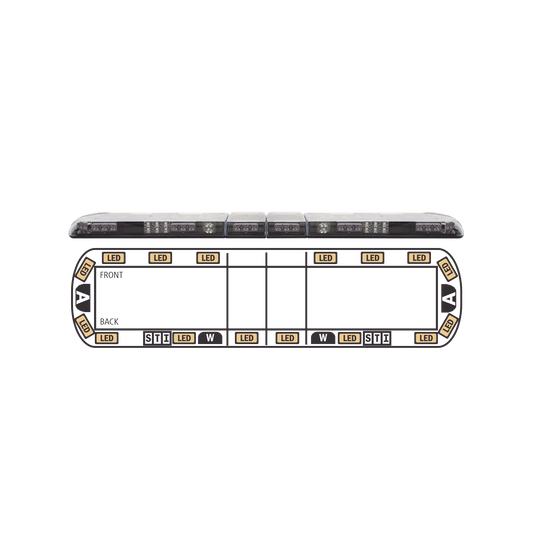 Torreta ámbar de 60" Vantage ™ 16 LED 2 luces de trabajo, 2 luces de callejón, 2 luces de freno, traseras y direccionales