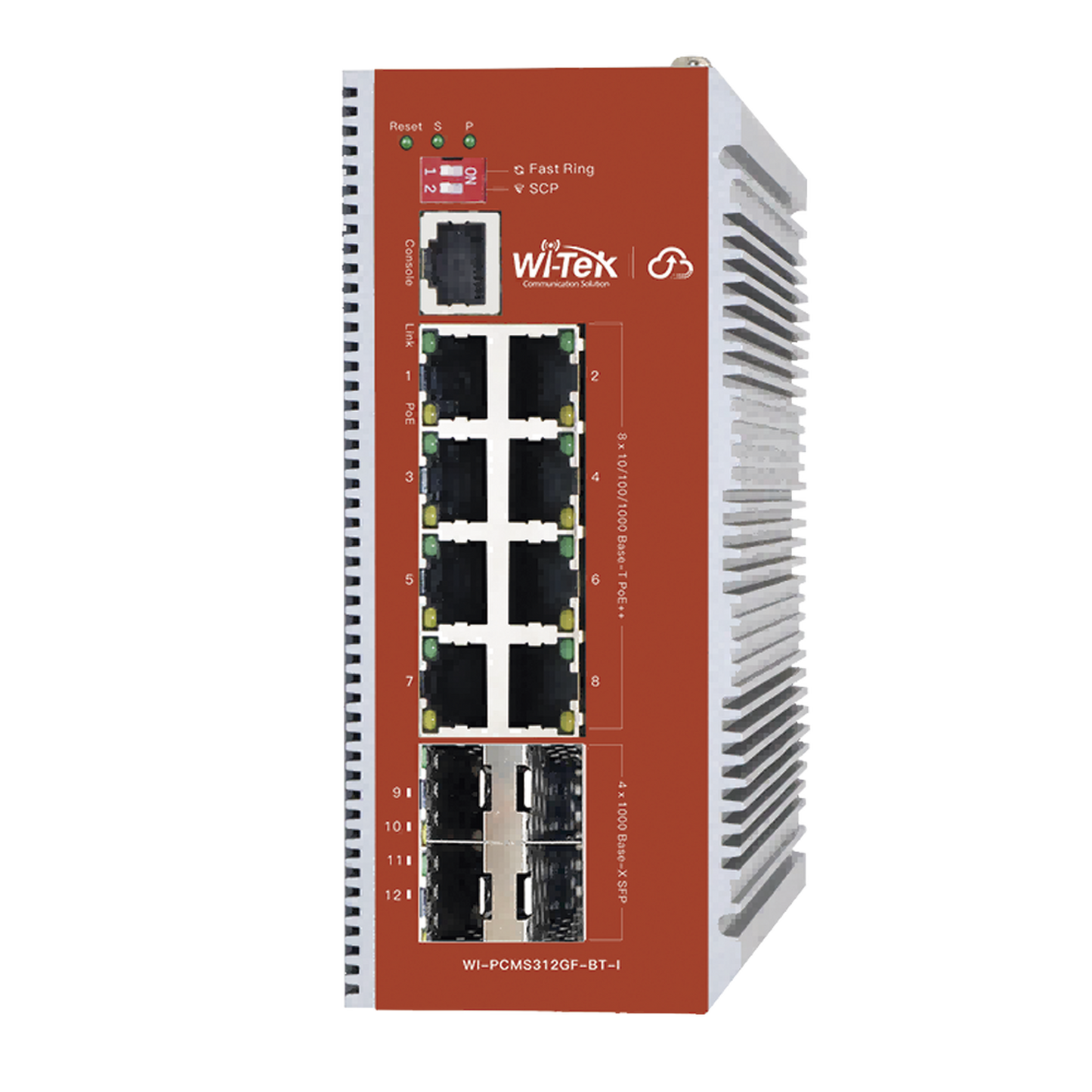 Switch L2+ PoE Industrial / Administración Cloud-Web-CLI / 8 Puertos PoE af/at/bt 100/1000 Mbps / 2 Puertos SFP Gigabit / Presupuesto PoE 460 W / Protocolo ERSP (redundancia enlaces)