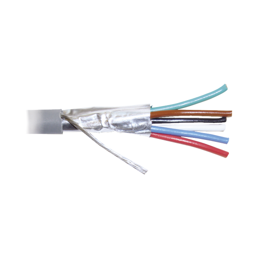 Bobina de 305 metros de cable 8 conductores, 22 AWG, tipo CMR, de color gris para aplicaciones en Alarmas de intrusión /Control de acceso/Interfonos y TV porteros/Automatización/Audio y Voceo.
