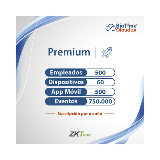 LICENCIA PREMIUM BIOTIME CLOUD 2.0 / 500 USUARIOS / 60 DISPOSITIVOS (Licencia Anual)