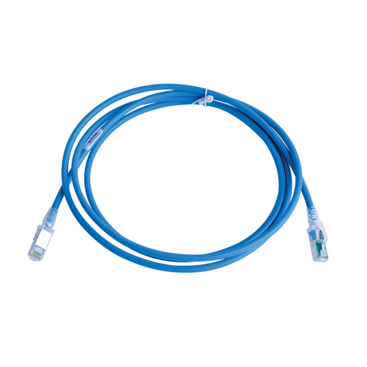 Patch Cord Z-MAX Cat6A S/FTP, CM/LS0H, 7ft, Color Azul, Versión Bulk (Sin Empaque Individual)