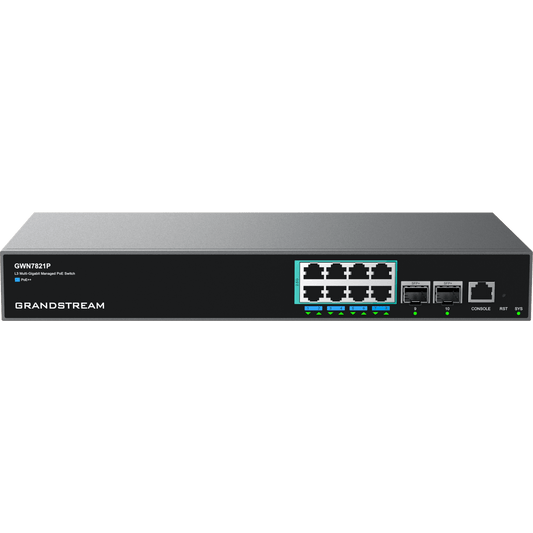 Switch PoE Multigigabit Capa 3 / 8 Puertos Ethernet 2.5 G / 2 Puertos SFP+ / PoE++ Dinámico / IPv6 e IPv4 / VLAN Avanzada / QoS / Stacking hasta 4 Dispositivos / Administración Local y en la Nube