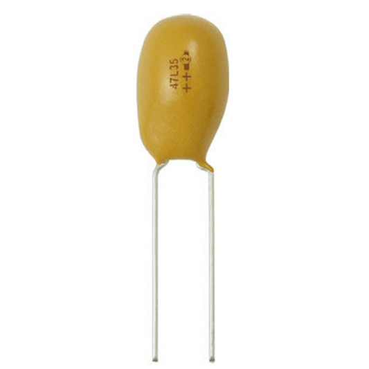 Capacitor de Tantalio de 2200nF , Emplomado sólido de 25 Vcc