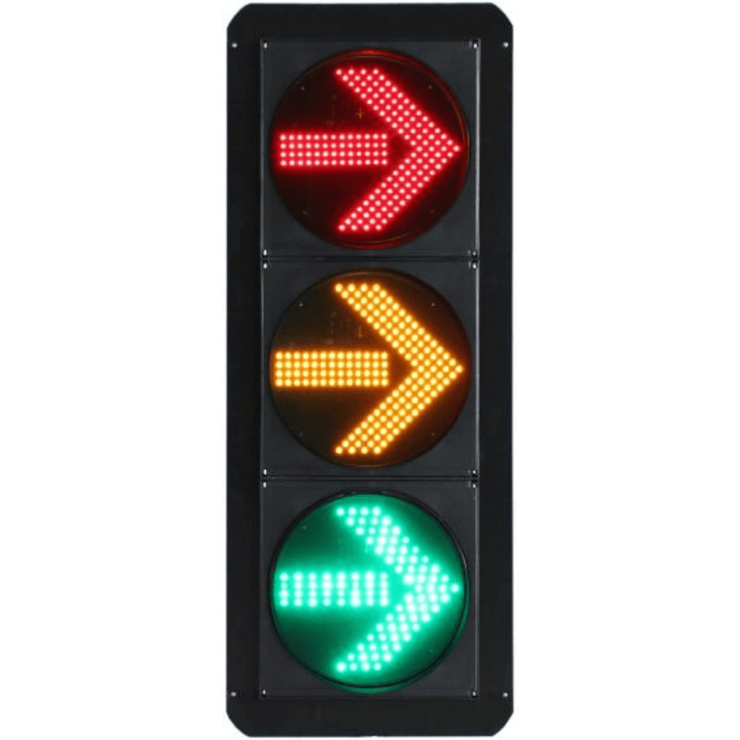 Señal de Tráfico Vertical de Giro a la Derecha / LEDs RYG / Carcasa PC y ABS / IP53 / Transformador AC 24 V / Φ 300 mm / Vida útil de LEDs ≥ 100,000 Hrs