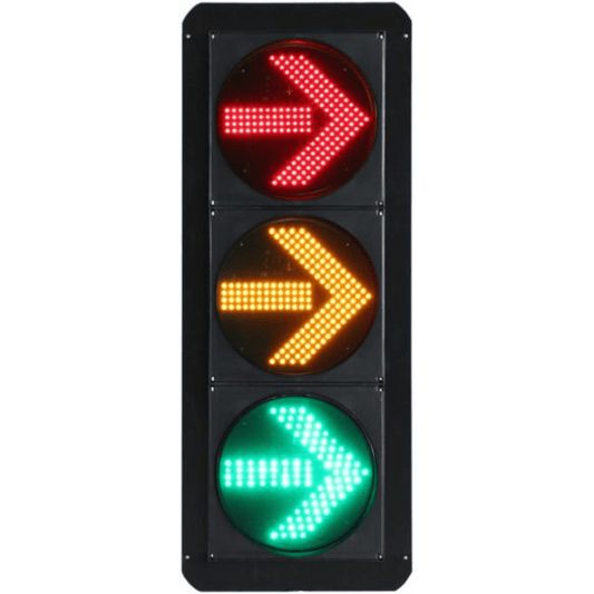 Señal de Tráfico Vertical de Giro a la Derecha / LEDs RYG / Carcasa PC y ABS / IP53 / Transformador AC 24 V / Φ 300 mm / Vida útil de LEDs ≥ 100,000 Hrs