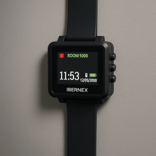 Reloj Receptor Inalámbrico de Muñeca / Display LCD a Color / Batería Recargable / Indicación Visual y Acústica de Alarmas / Almacena hasta 3000 Caracteres / Conexión Inalámbrica por Radiofrecuencia