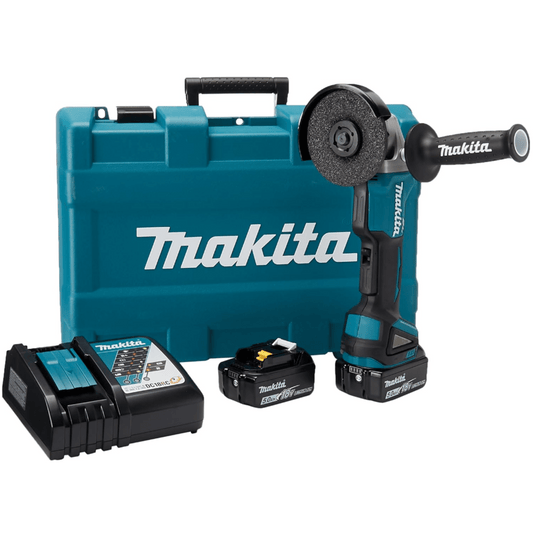 Miniesmeril de 4-1/2" 8500 RPM, 18V, incluye 2 Batarias de 5 A, Cargador Rápido y Maletín