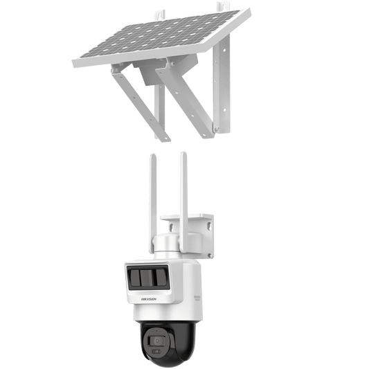 Kit Solar IP All in One / Doble Detección (Radar + PIR) / PT IP 4 Megapixel / Lente 2.8 mm / Panel Solar / Batería de Respaldo de Litio 50.76Wh (Hasta 1.5 días) / Conexión 4G / Audio de Dos Vías / Accesorios de Inst. / D